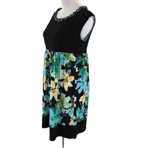 Perceptions Empire Waist Dress Knee Length Boat Neck Cap Sleeves Size 6P - Picture 7 of 8